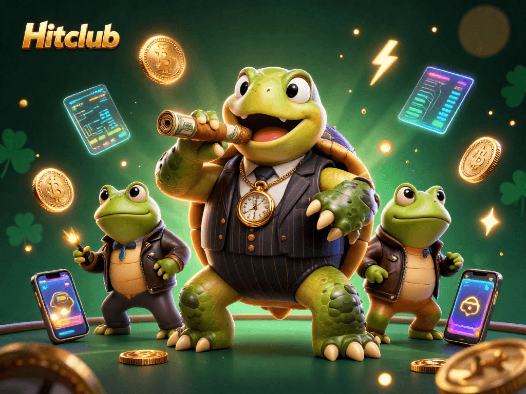 Hitclub's massive turtle mobster leads the casino with bullfrogs and crypto treasures