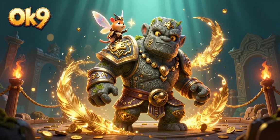 Experience thrilling wins at Ok9 with an ancient stone golem protector and magical fairy companions.