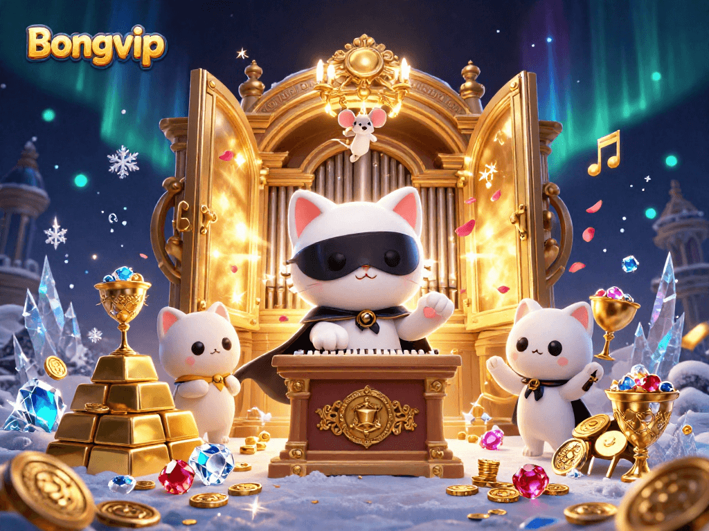 Bongvip's immersive gaming world with a 3D cartoon cat and captivating casino elements.