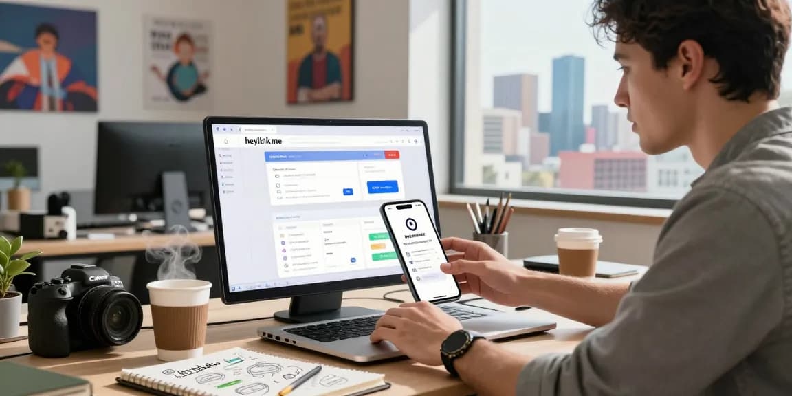 Menampilkan antusiasme pengguna GEGESLOT saat mengatur dashboard Heylink untuk akses mudah.
