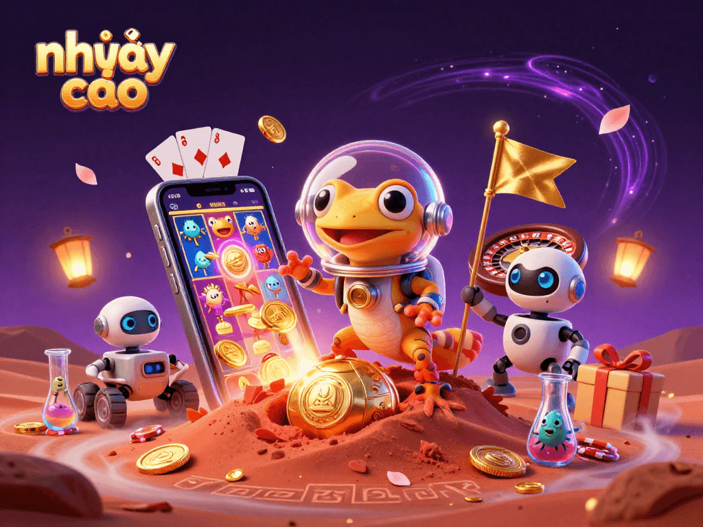 Experience the thrill of nhảy cao as a Martian gecko discovers a golden casino on Mars.