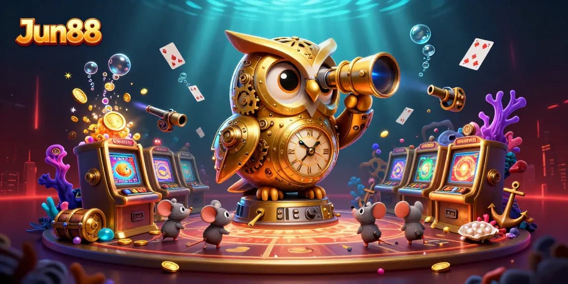 Experience thrilling gameplay with Jun88's 3D casino scene showcasing lively characters and dynamic elements.