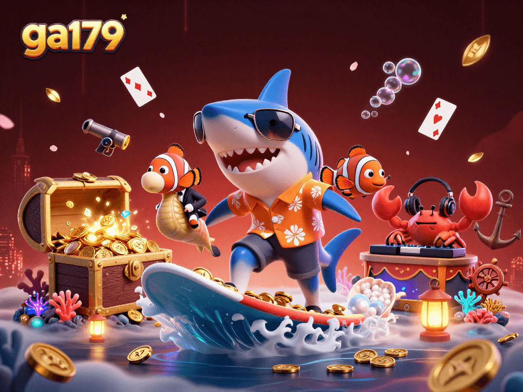 Experience thrilling ga179 online cockfighting with the vibrant characters surfing on gold coins!
