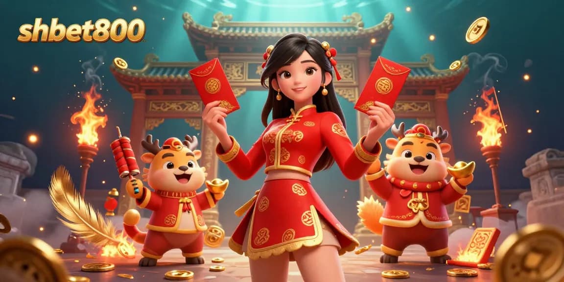 Experience thrilling gameplay at shbet800 with a vibrant Lunar New Year-themed casino illustration.