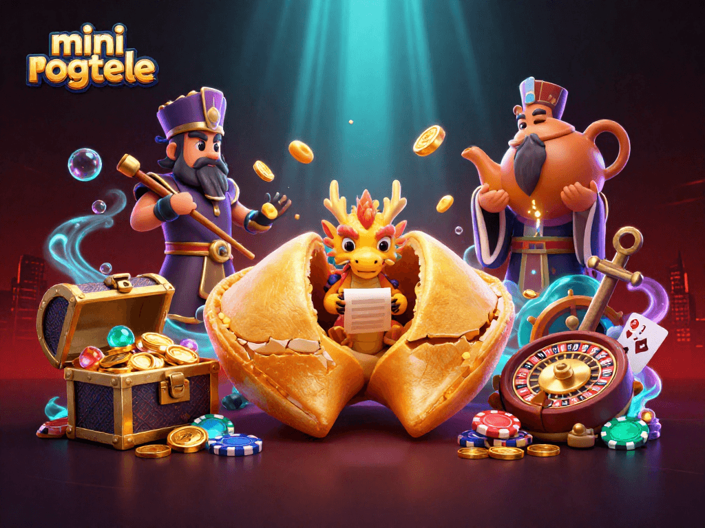 Engage with mini roulette surrounded by golden treasures and quirky characters in this vibrant casino scene.