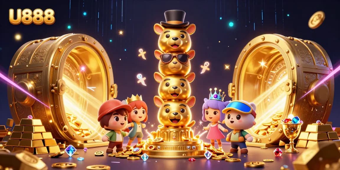 Spin and win with U888, a vibrant casino scene featuring a golden totem pole and treasures.