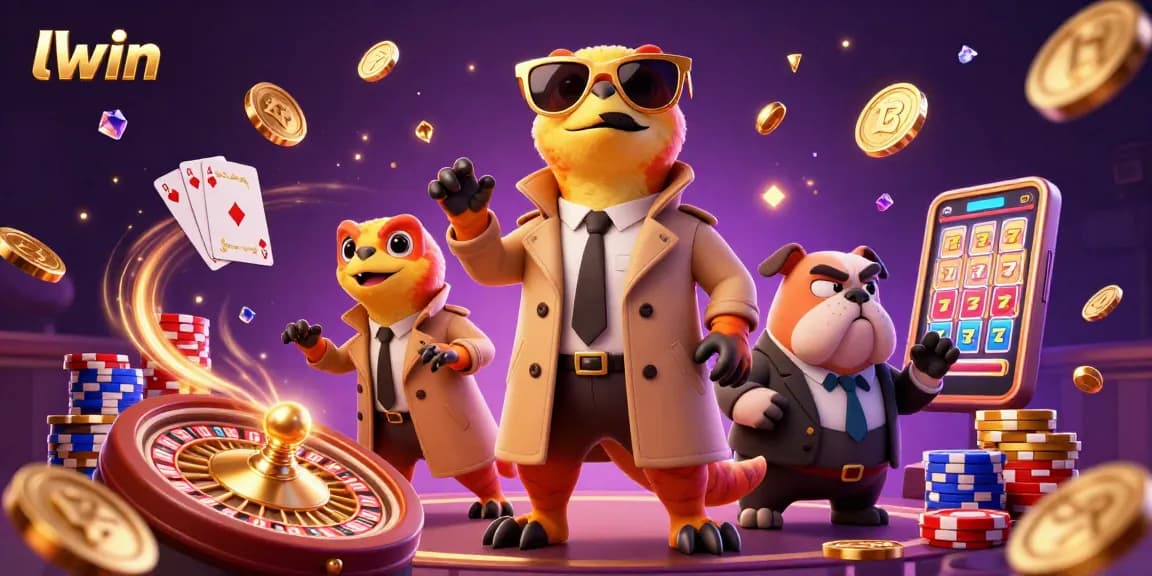 Experience thrilling gaming with LLWIN at a VIP casino lounge in this vibrant 3D scene.