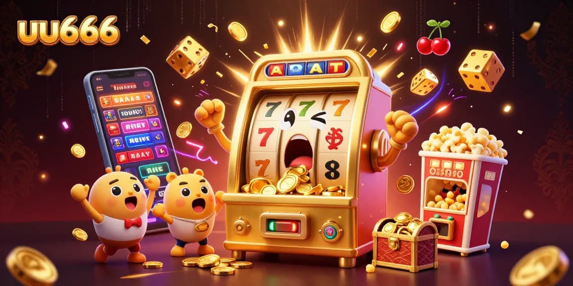 uu666 offers an exhilarating experience as animated slot machines celebrate jackpots with vibrant casino elements.