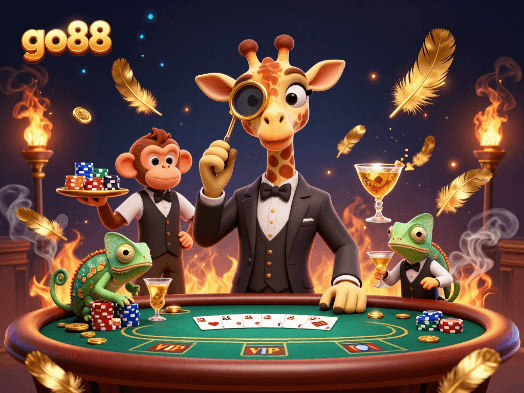 Experience exciting gameplay with go88 featuring vibrant 3D characters at a high-stakes poker table.