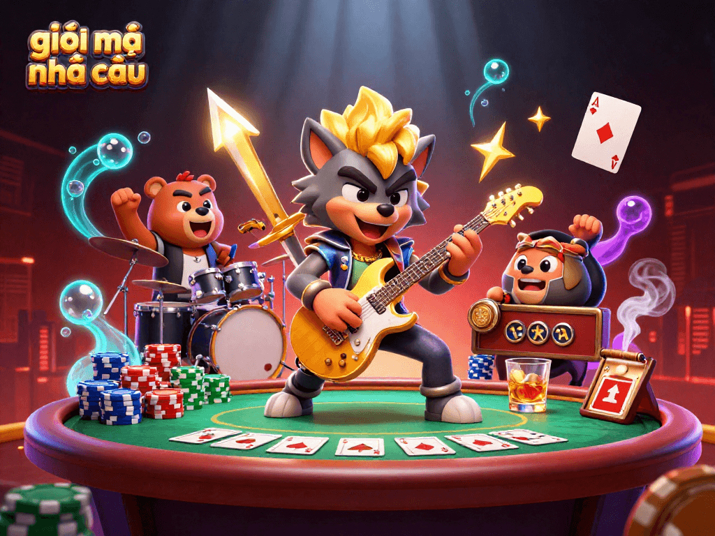Engage with the vibrant scene of giải mã nhà cái showcasing a lively casino stage filled with action.
