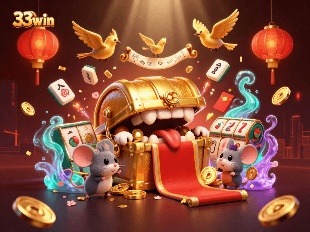 Engage with thrilling gaming moments at 33win, featuring rich visuals of dynamic slot gaming elements.