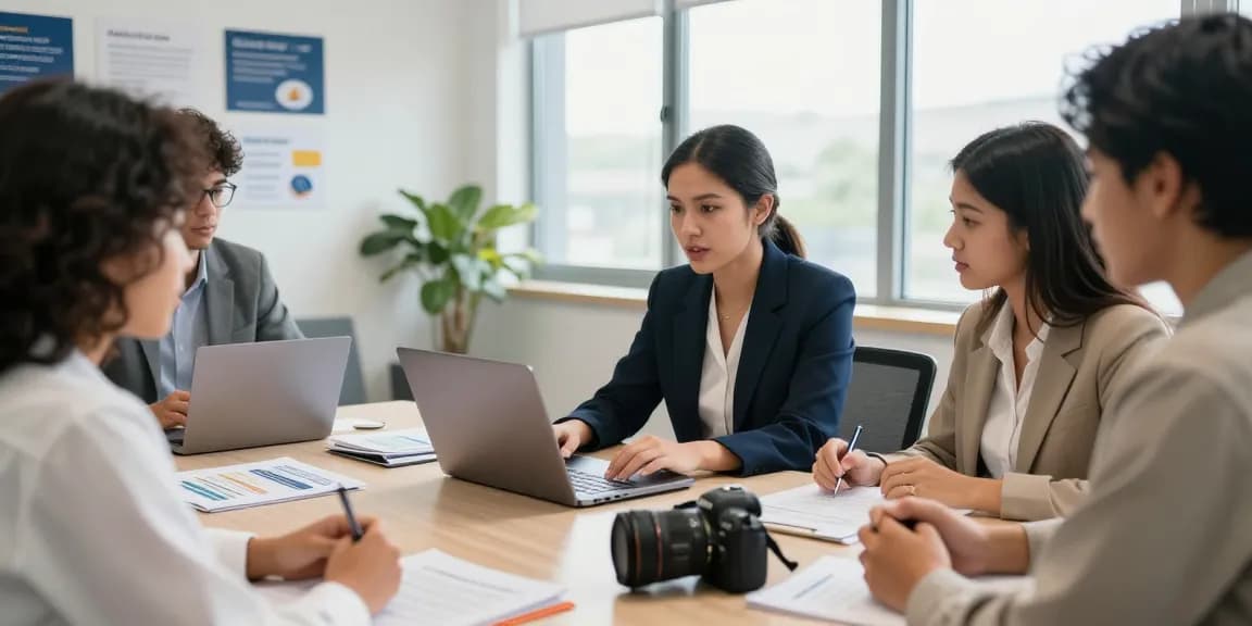 International student advisory consultation at https://aisa.org.uk office, showcasing guidance materials and professional discussions.