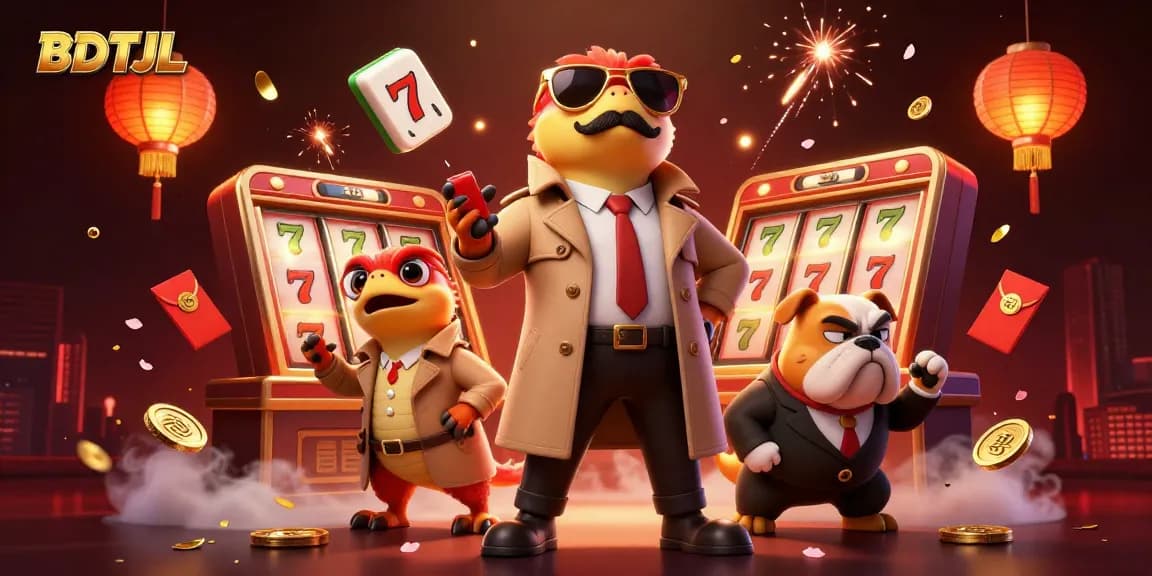 Experience thrilling jackpots at BDTJL with cartoon raptors and vibrant casino elements.