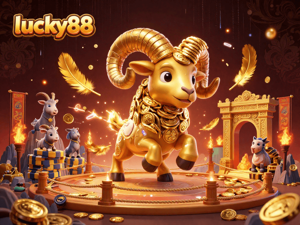 Experience the thrilling bets at lucky88 with an action-packed 3D casino illustration.