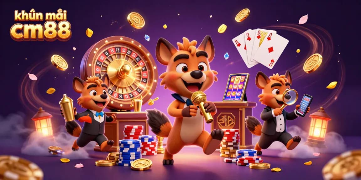 Experience the excitement with "khuyến mãi cm88" at this lively casino scene, featuring a hyena comedy club atmosphere.