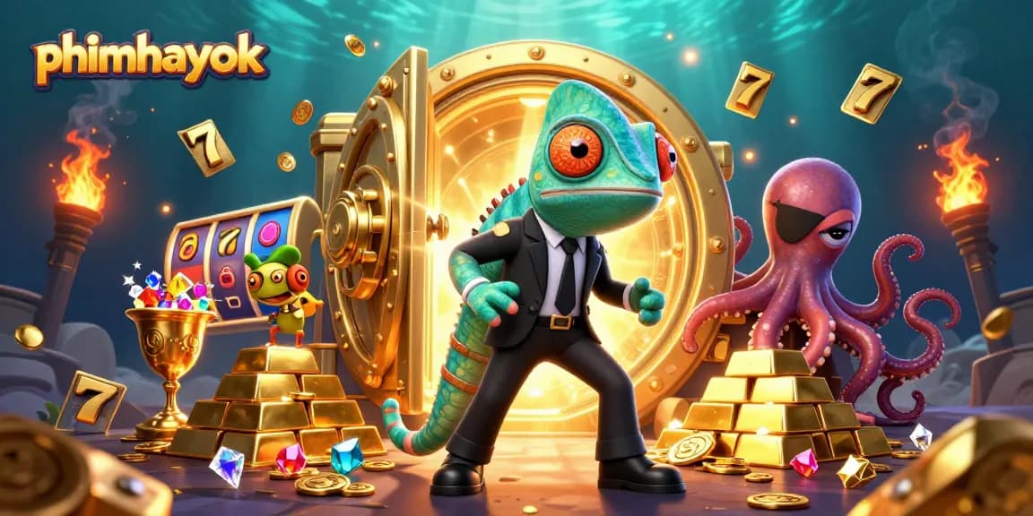 Spin the reels with phimhayok's animated casino adventure featuring vibrant characters.