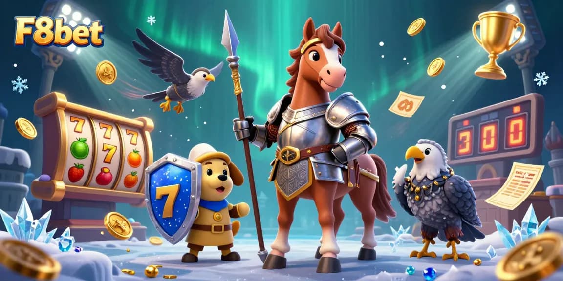 Experience thrilling slots at F8bet, featuring dynamic characters in an engaging casino scene.
