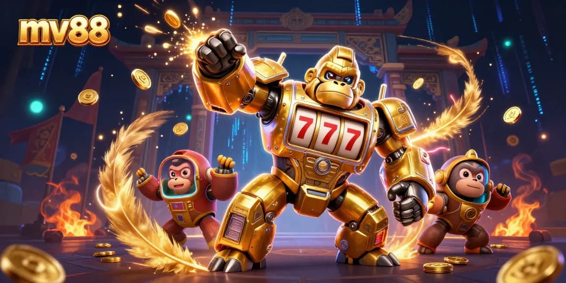 Unleash your luck with mv88's dynamic gaming extravaganza featuring a golden gorilla mech!