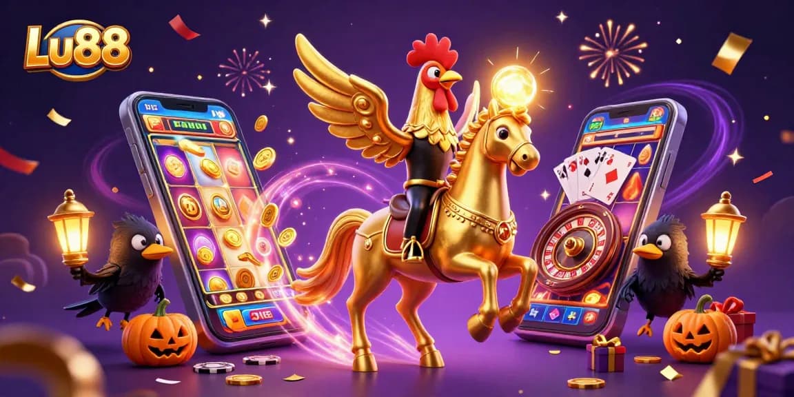 Spin to win big with Lu88 in an enchanting casino scene featuring vibrant games and festive elements.