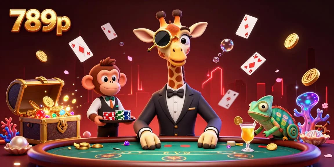 Experience the thrill of gaming at 789p, with high-roller stakes and vibrant casino elements in a 3D illustration.
