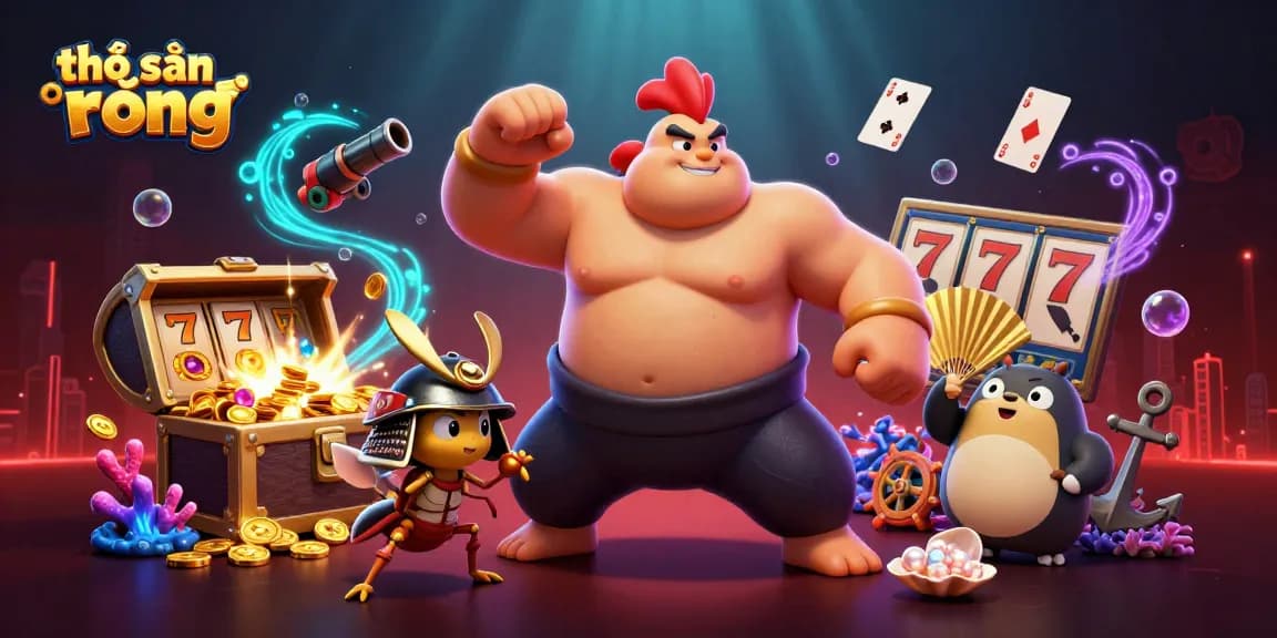 thợ săn rồng captures a dynamic casino scene with characters, winning elements, and vibrant colors