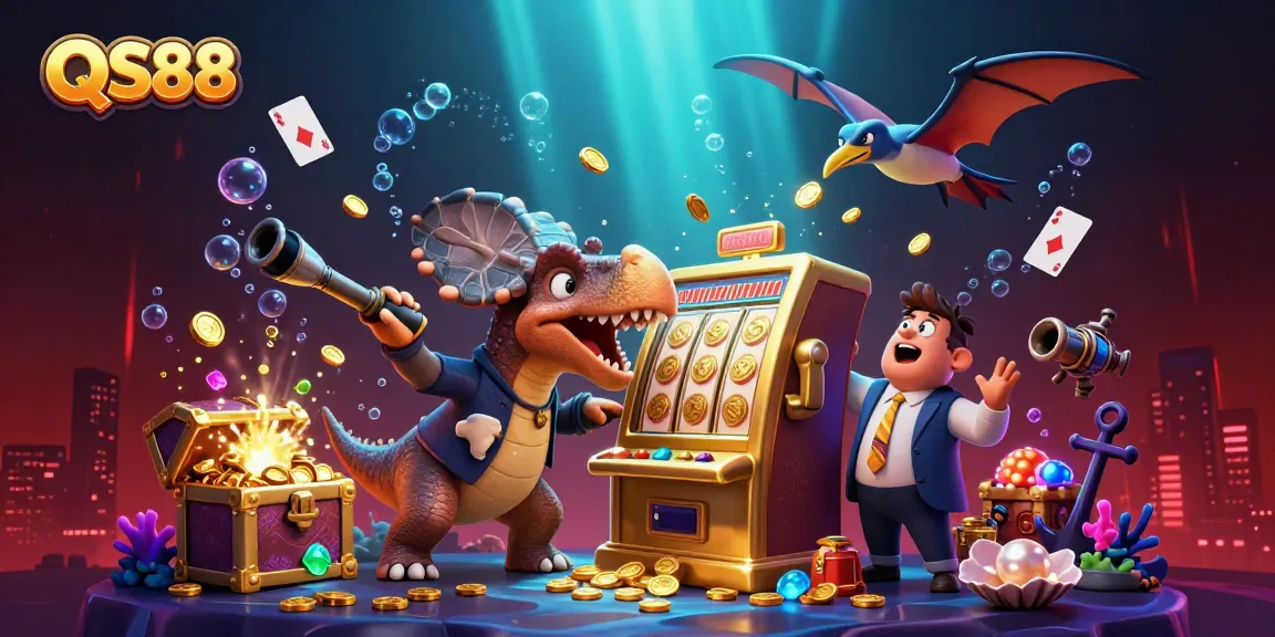 QS88 slots come alive with a pachycephalosaurus and golden coins, creating excitement.