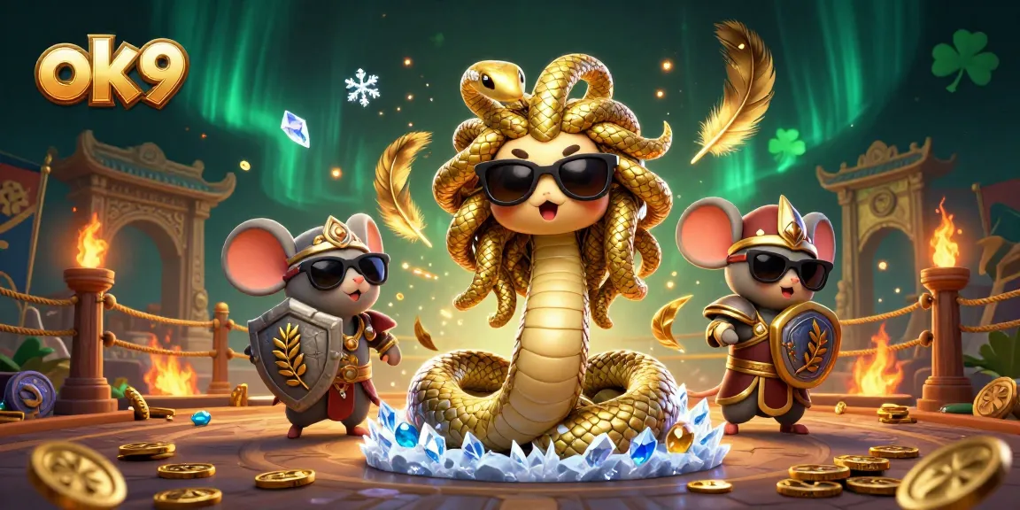 Experience thrilling gameplay at ok9 with unique characters in a festive casino setting.