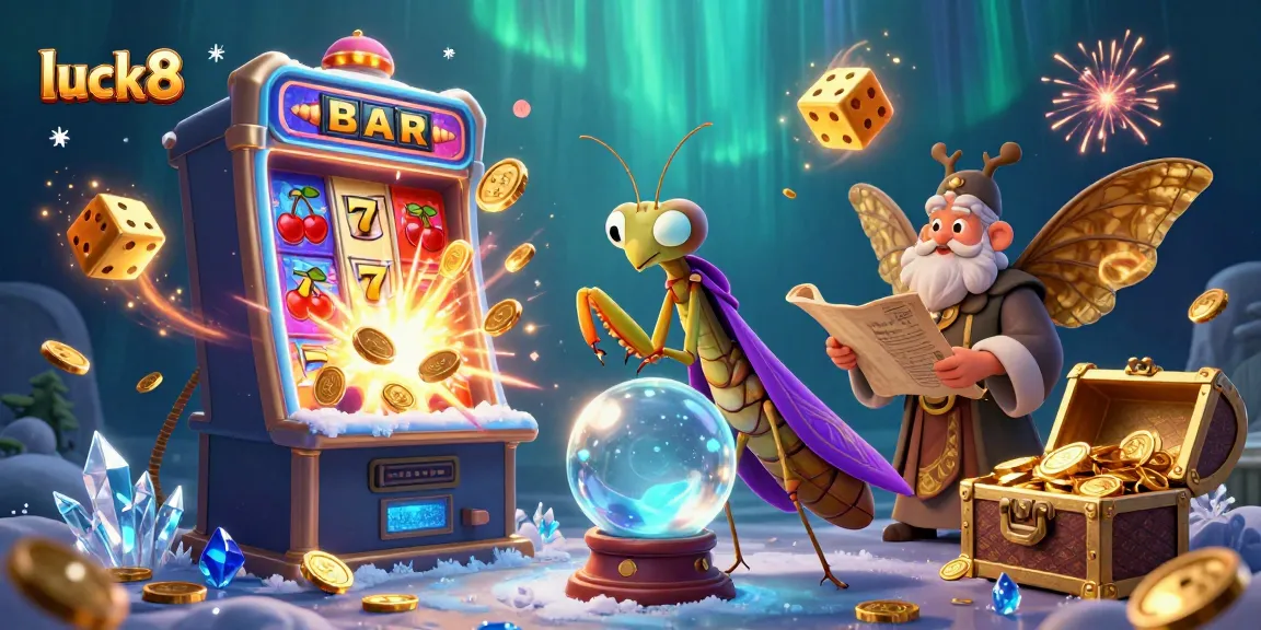 Experience the luck8 casino adventure with vibrant elements and mystical characters in an engaging 3D illustration.