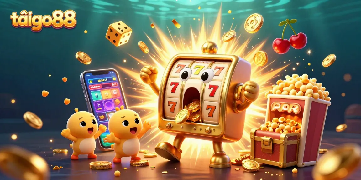 Experience excitement with tải go88 featuring a golden slot machine triggering a jackpot amidst vibrant casino elements.
