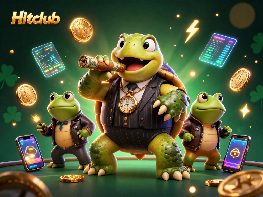 Hitclub's massive turtle mobster leads the casino with bullfrogs and crypto treasures