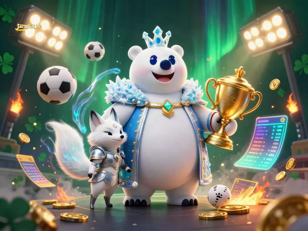 Experience the thrilling world of jambitoto, where the ice king and a silver-armored fox celebrate sports betting with excitement.