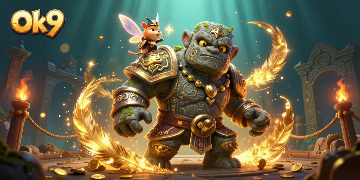 Experience thrilling wins at Ok9 with an ancient stone golem protector and magical fairy companions.
