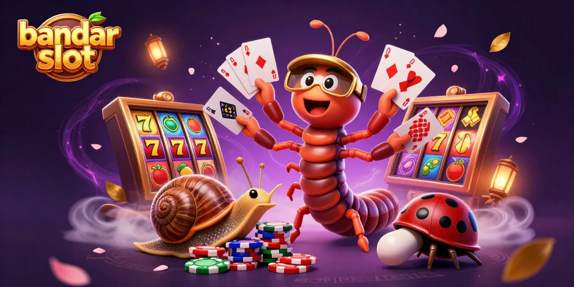 Experience the thrill of bandar slot with a dynamic 3D illustration of a millipede dealer and a high-roller snail.