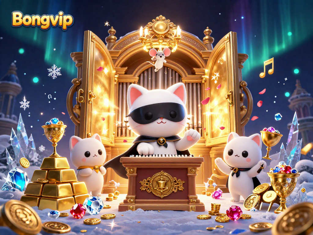 Bongvip's immersive gaming world with a 3D cartoon cat and captivating casino elements.
