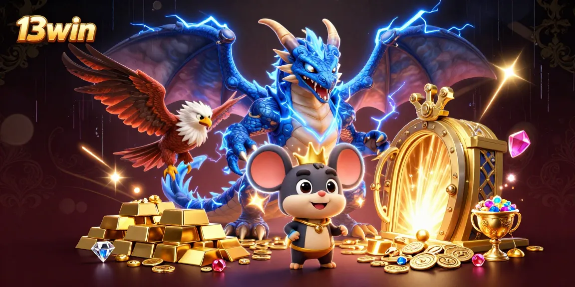 Experience the thrill with 13win in an electrifying casino adventure featuring dynamic characters and treasure.