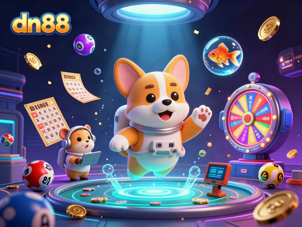 Engage with dn88 as the astronaut corgi navigates a casino space adventure filled with lottery balls!