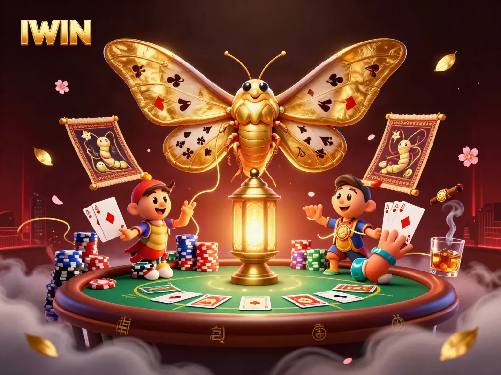 IWIN casino scene with mystical elements and dynamic poker action featuring lavish 3D characters.