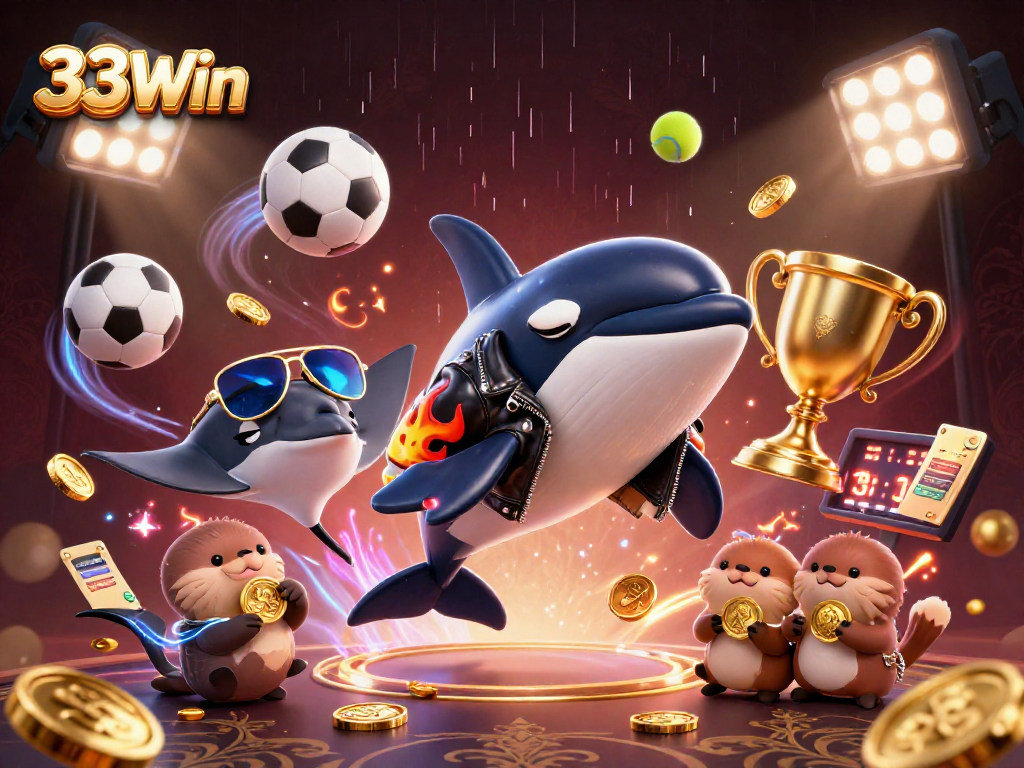 Join the excitement at 33Win with animated characters showcasing thrilling sports betting action.