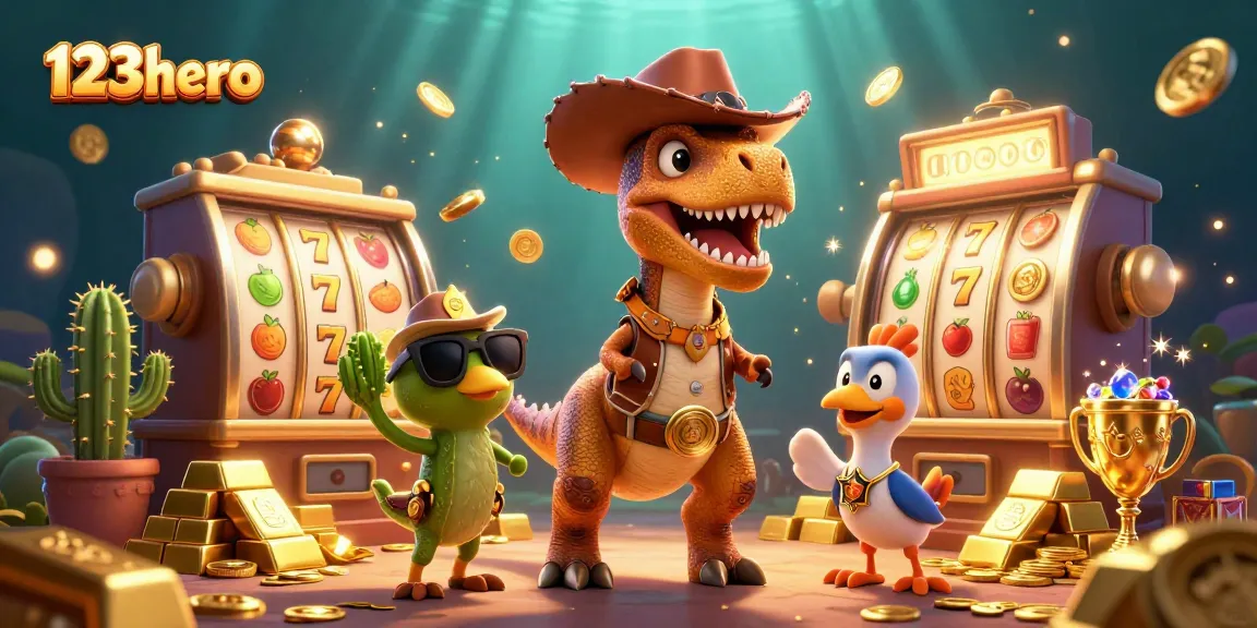Experience thrilling wins at 123hero with vibrant 3D characters and a dynamic casino environment.