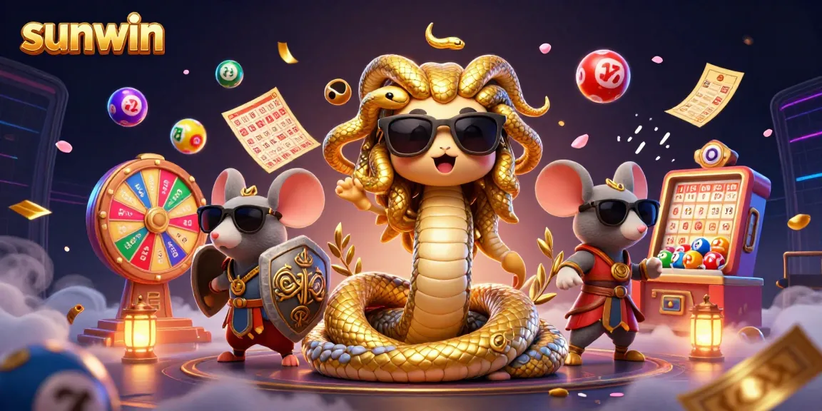 Experience thrilling gameplay at sunwin with a vibrant 3D illustration of lucky lottery moments.