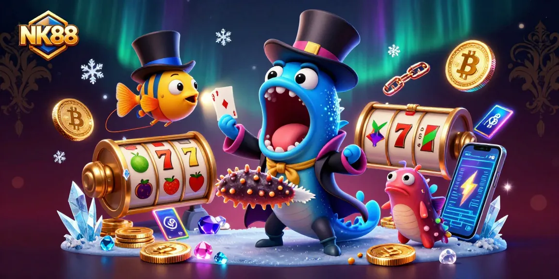 NK88 features a lively 3D scene with deep-sea creatures engaged in a magical casino performance.