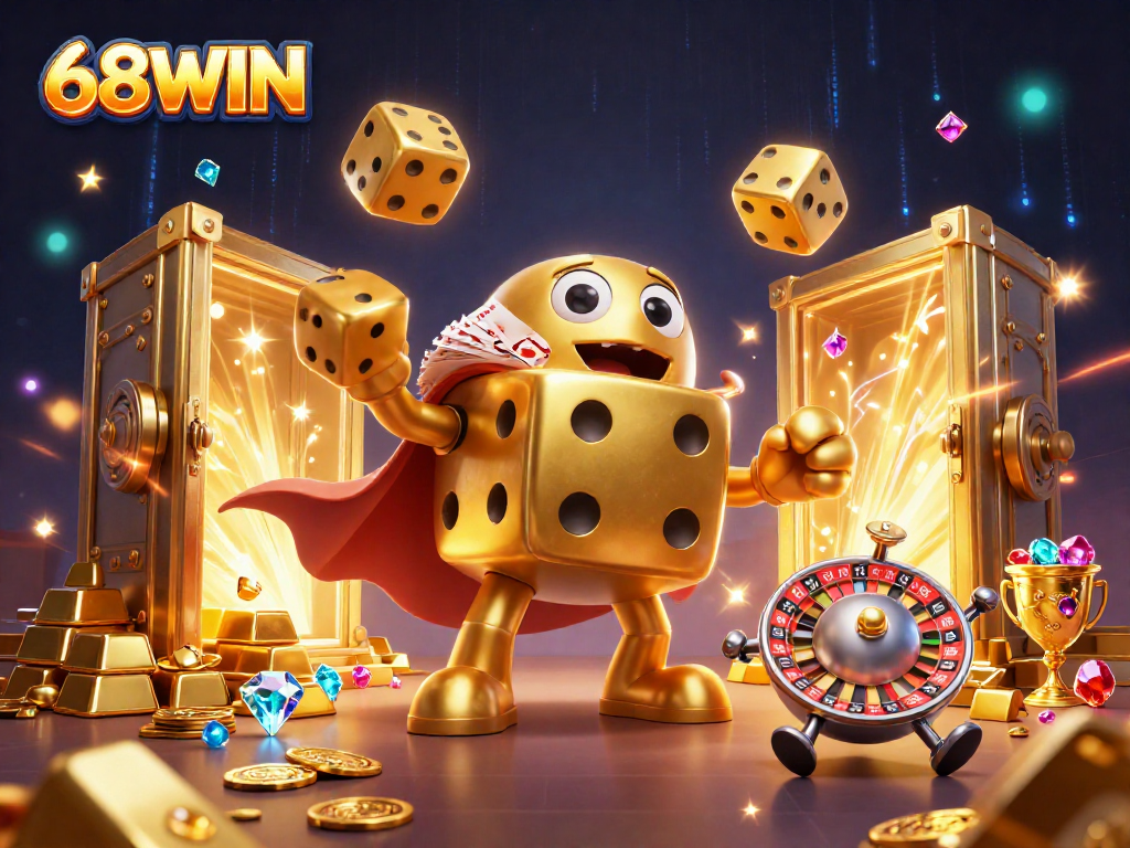 Experience the thrill of winning at 68WIN with dazzling 3D casino characters and treasures.