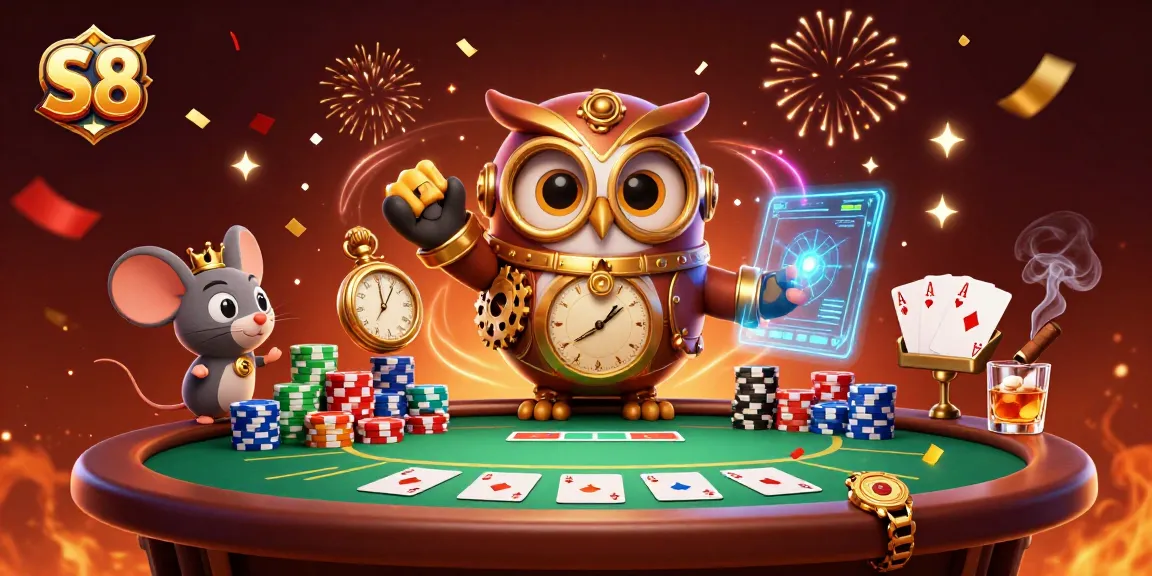 S8 brings excitement to gambling with a thrilling blend of steampunk and futuristic casino elements in a vibrant scene.