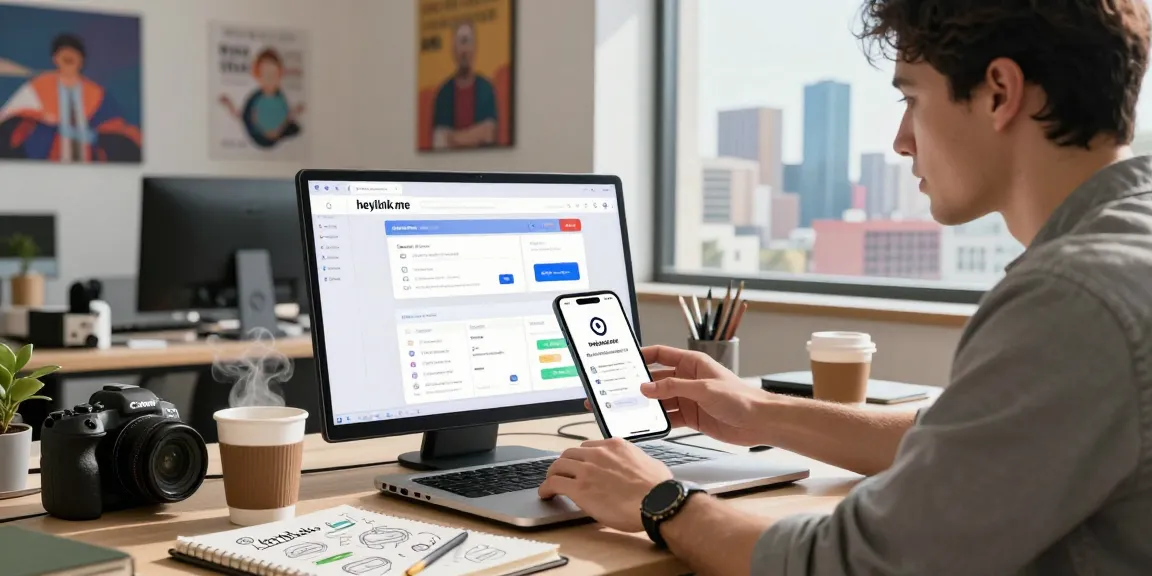Menampilkan antusiasme pengguna GEGESLOT saat mengatur dashboard Heylink untuk akses mudah.