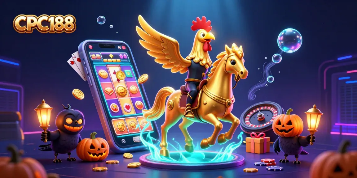 CPC188 showcases an electrifying battle scene in a vibrant casino with a golden rooster warrior, engaging viewers with immersive action.