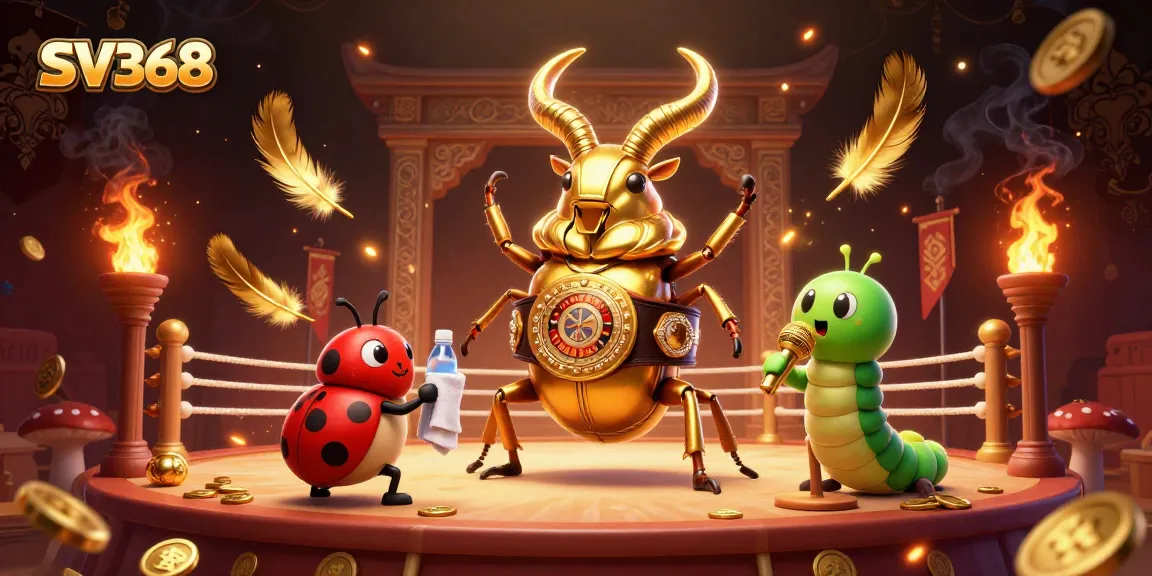 Engage thrilling SV368 gameplay featuring a giant stag beetle and vibrant casino elements.