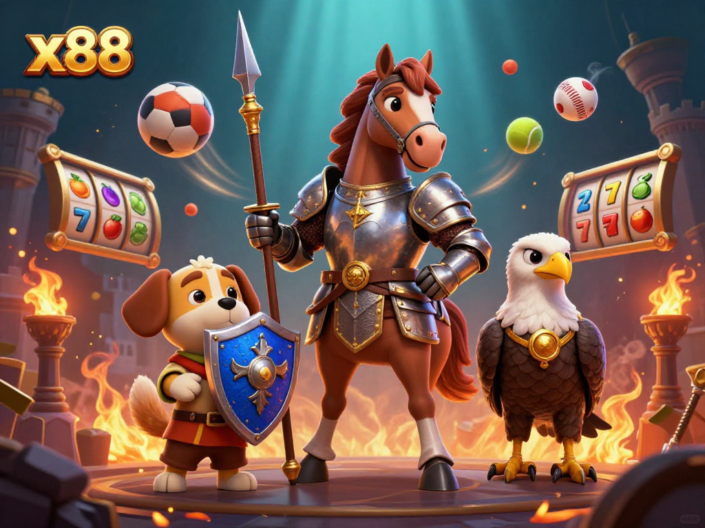 x88 knights engage in spirited casino action with vibrant elements and dynamic gaming visuals.