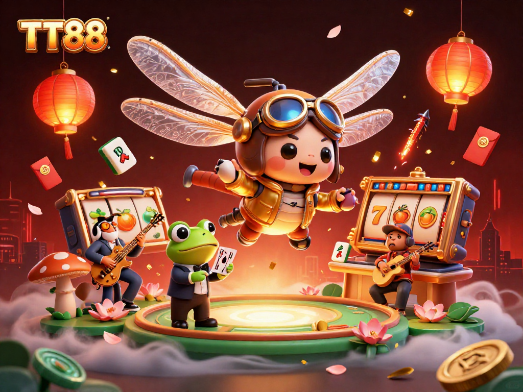 Engage with TT88's vibrant casino scene featuring exciting slots and dynamic characters.