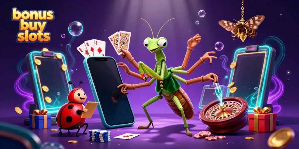 Experience the thrill of bonus buy slots in a lively 3D casino scene filled with vibrant characters and immersive gaming elements.