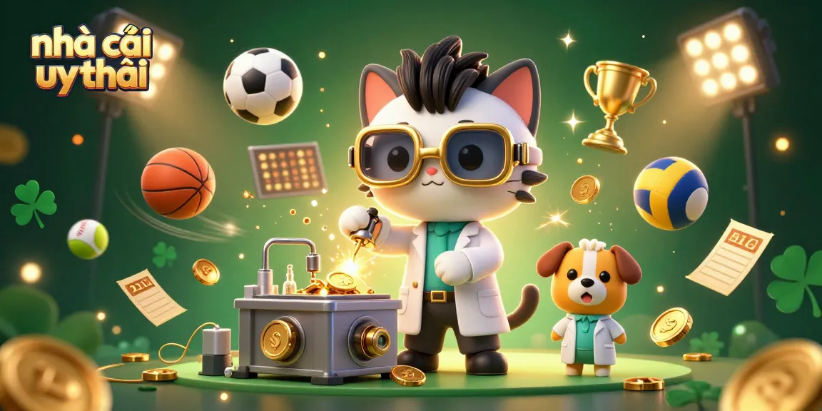 Engage with the vibrant world of nhà cái uy tín in a dynamic casino-themed scene with sports elements.